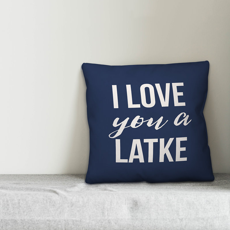  Coussin Love You a Latke, 16 po x 1 po, Housse de coussin seulement - sans coussin