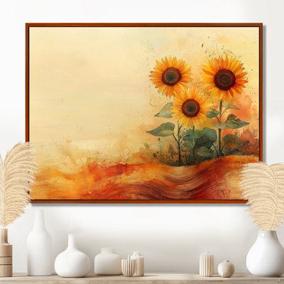 Drucy Vintage Sunflowers Garden Landscape At The Barn - Sunflowers Wall Art Decor