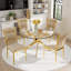 Glass Round Dining Table Set with Luxury Velvet Upholstered Dining Chairs-1459947681-1459947682-1445209770