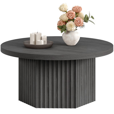Cesiro Modern Round Coffee Table With Fluted Base by Hokku Designs