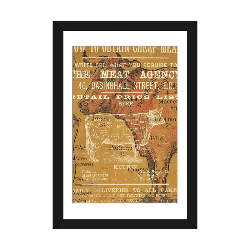 «The Meat Agence», reproduction d'impression sur toile tendue, H 24 po x l 16 po x P 1 po, Papier avec cadre noir, Blanc