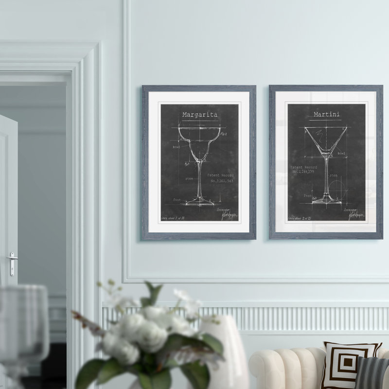 « articles bar blueprint v » par antonymeus bunjamin (abe)-2 pièces, ensemble de 2 reproductions d’art sur image, Blanc