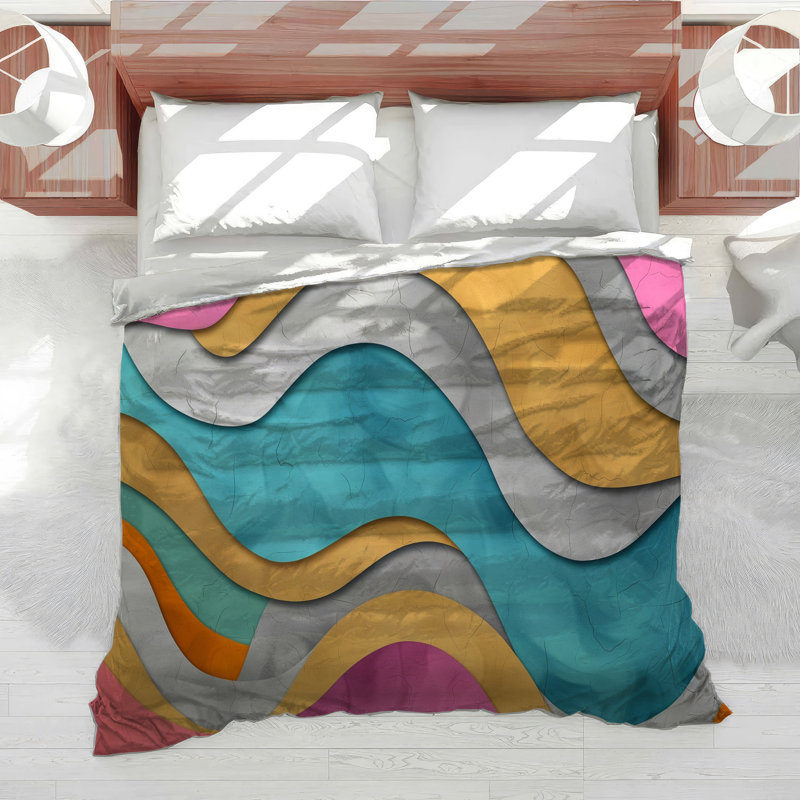Abstract Waves Bedding Conceptual Comforter Modern, Twin XL Comforter