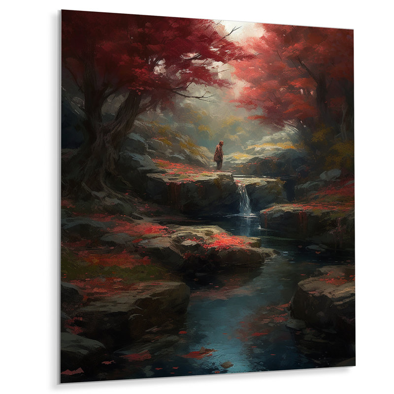 Jardin zen asiatique avec vapeur I - impression sans cadre sur métal, H 32 po x l 24 po x P 1 po
