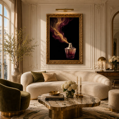 Faceted Glass Perfume Bottle With Amber Smoke Canvas Wall Art
