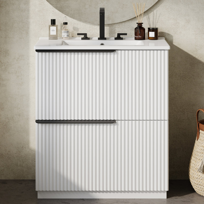 Meuble-lavabo 30 po avec lavabo en céramique, Blanc
