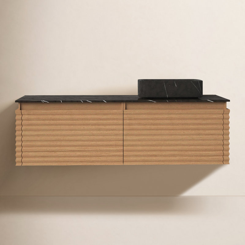 Jasmine 60'' Natural Veneer Plywood Bathroom Vanity with Engineered Stone Top