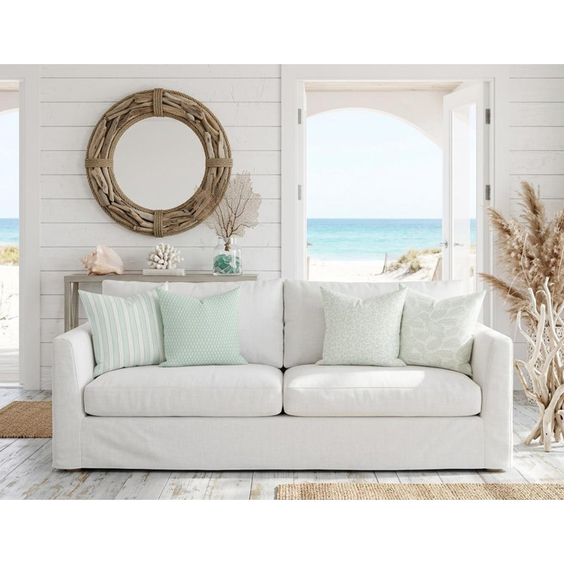 Housse de coussin en coton Seafoam Light, Carré 21 po