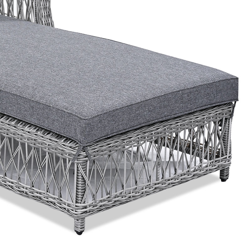 Chaise longue inclinable pour l'extérieur, fauteuil en osier avec accoudoirs, fauteuil inclinable réglable pour le patio avec coussins amovibles