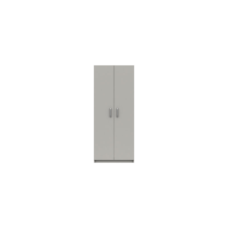 Narvaez 2 Door Manufactured Wood Wardrobe, Light Grey Gloss
