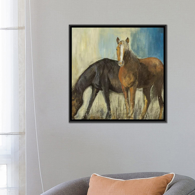 « cheval ii », impression sur toile, H 18 po x l 18 po x P 1,5 po, Toile avec cadre noir, Pas de tapis