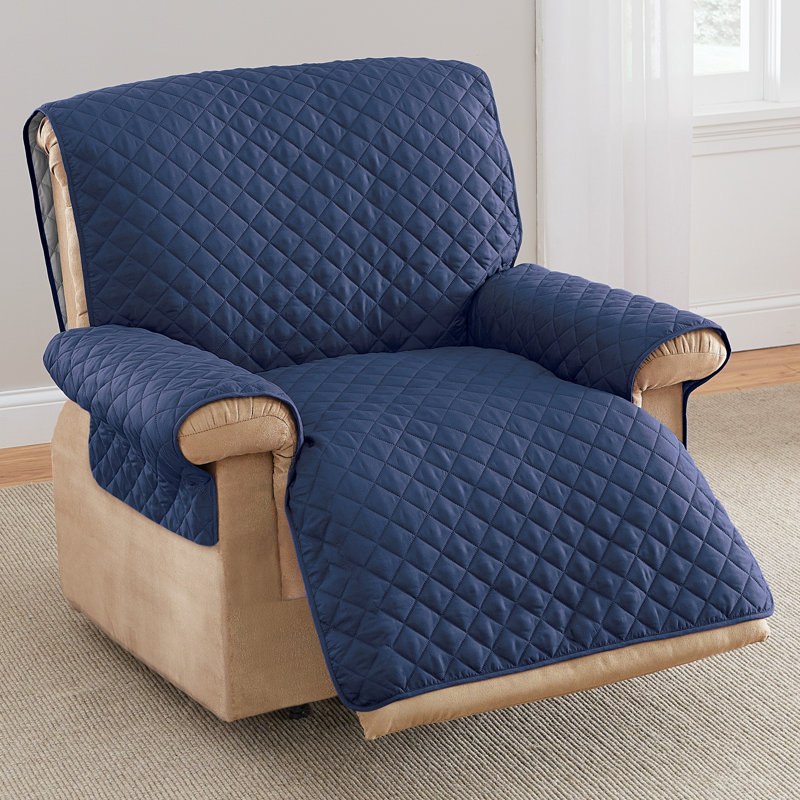 Housse pour fauteuil inclinable et réversible, 100 % polyester bleu marine