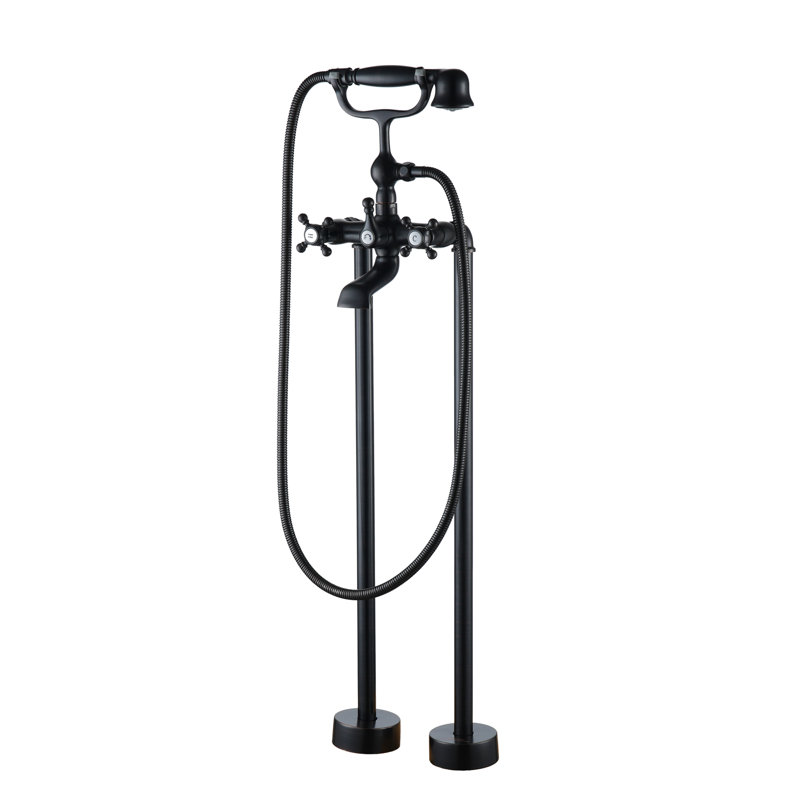 Robinet de baignoire sur pieds à 3 poignées Calliope, Bronze huilé