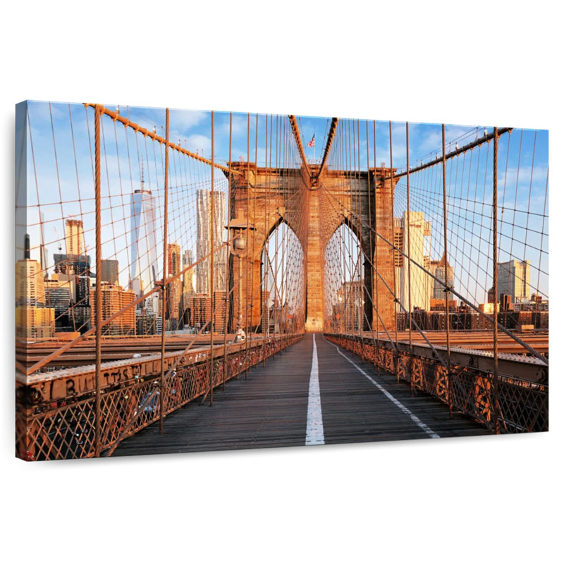 Pont de Brooklyn au lever du jour, H 16 po x l 24 po