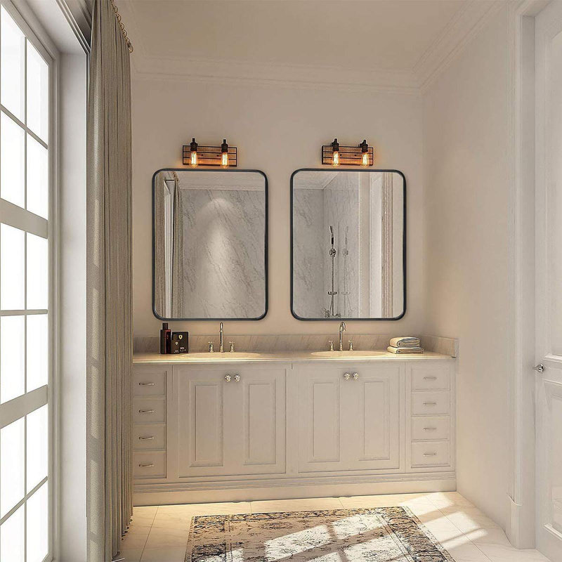 Miroir de salle de bain rectangulaire en métal noir 22 x 30 pouces., Noir