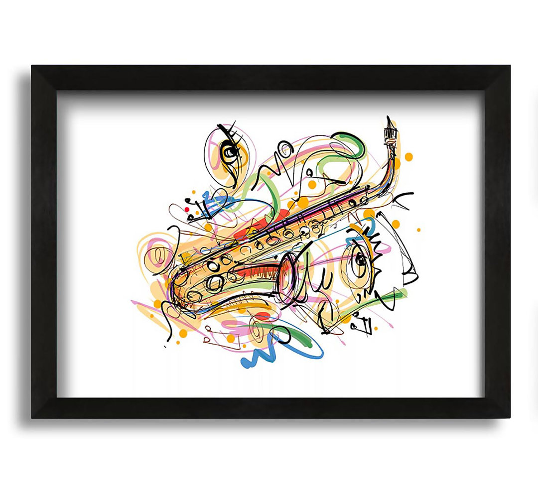 Gerahmtes Leinwandbild Saxophone Rainbow Tunes