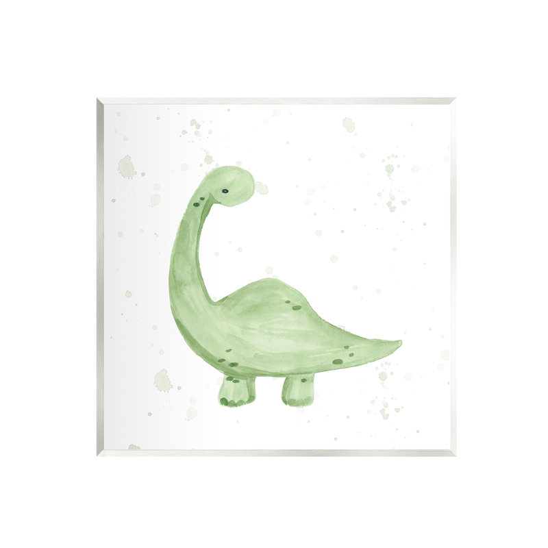 Doux dinosaure vert pastel - impression, H 12 po x l 12 po x P 1,5 po, Bois