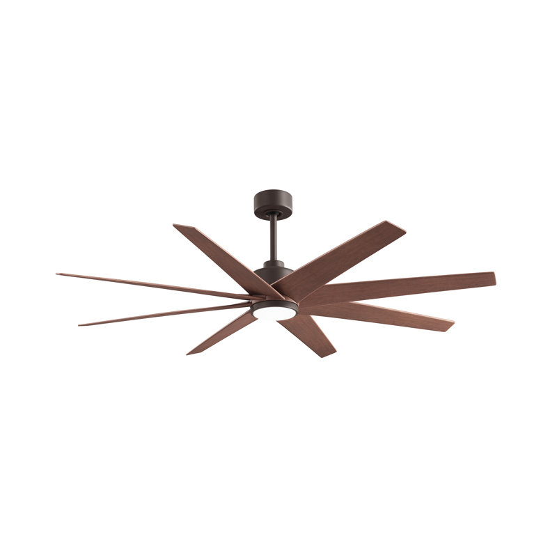 Ariella - Eight Blade Ceiling Fan - Integrated LED - Matte Black Finish - Matte White Blades, Textured Bronze, Walnut Tone