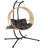 Yellow Double Hanging Egg Chair With Stand - 2 Person Rattan Swing, 700LBS