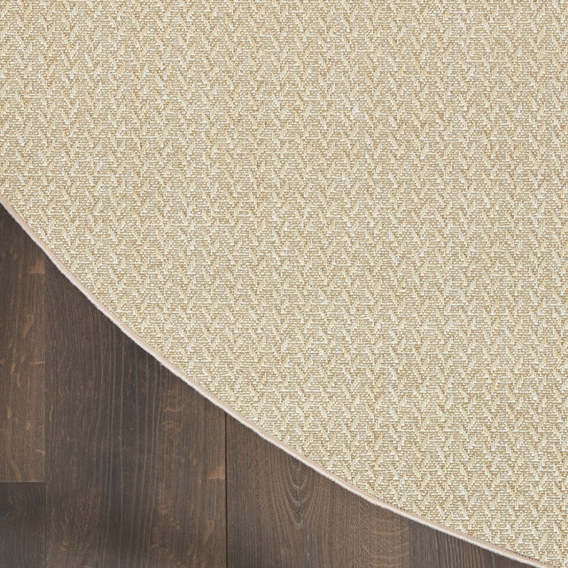 Cantara Chevron Indoor/Outdoor Area Rug, Round 8', Ivory/Cream
