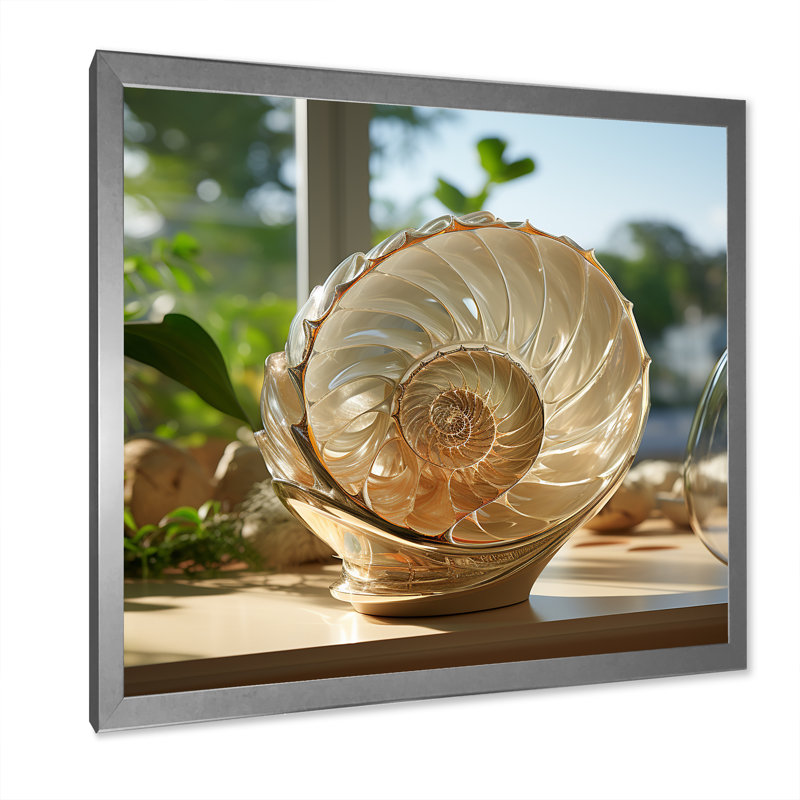 Seashell Treasures Vase sur toile, Cadre simple argenté, H 36 po x l 36 po x P 1,5 po