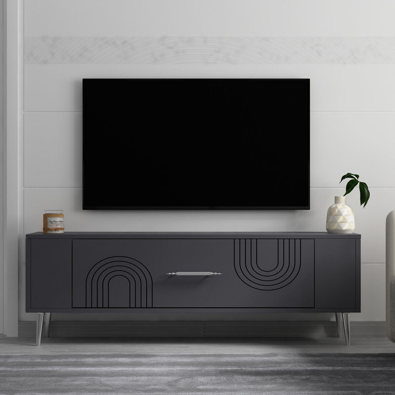 Olivia TV Stand, Grey/Silver, 120cm