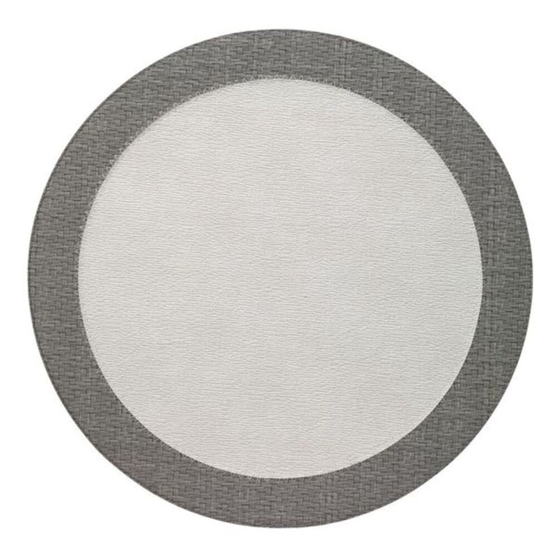 Halo Vinyl Round Placemat, Gray/Antique White