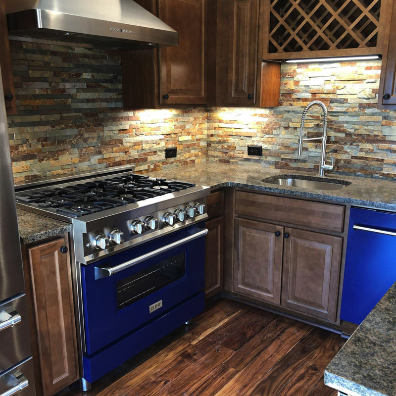 ZLINE 36" Legacy Dual Fuel Range, Blue Matte Stainless Steel