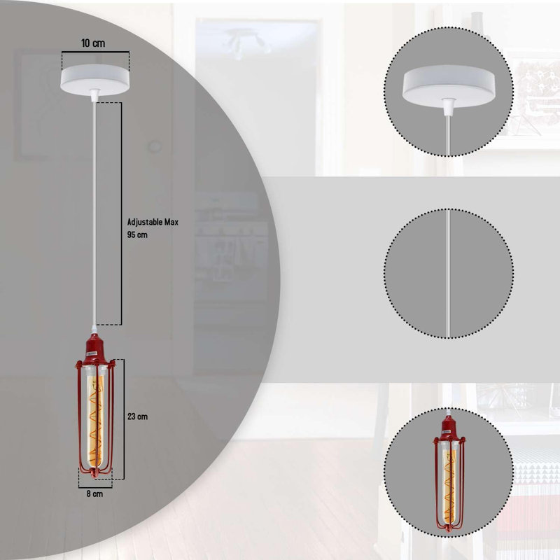 Antashia 1 - Light Pendant, White/Red