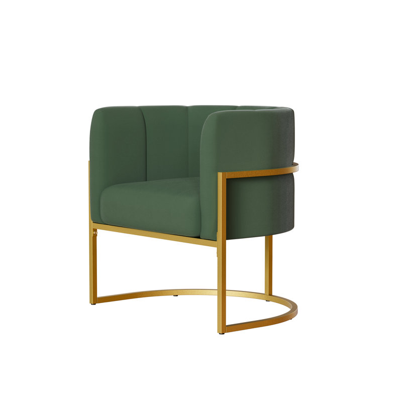 Lanre Upholstered Accent Chair, Green Fabric/Gold