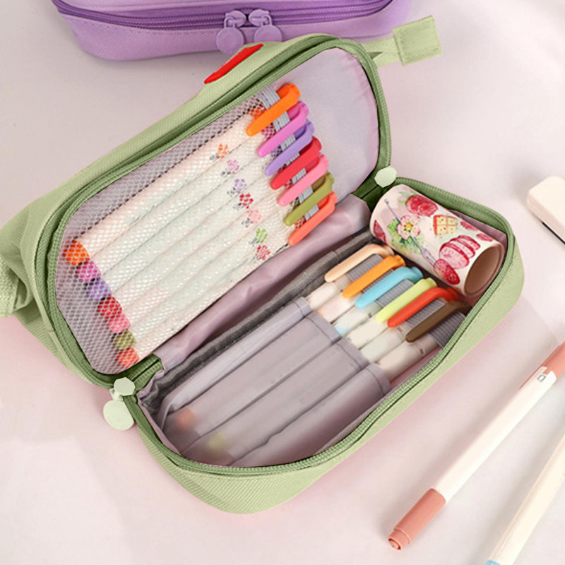 Trousse de rangement grande capacité pour étudiants, Vert