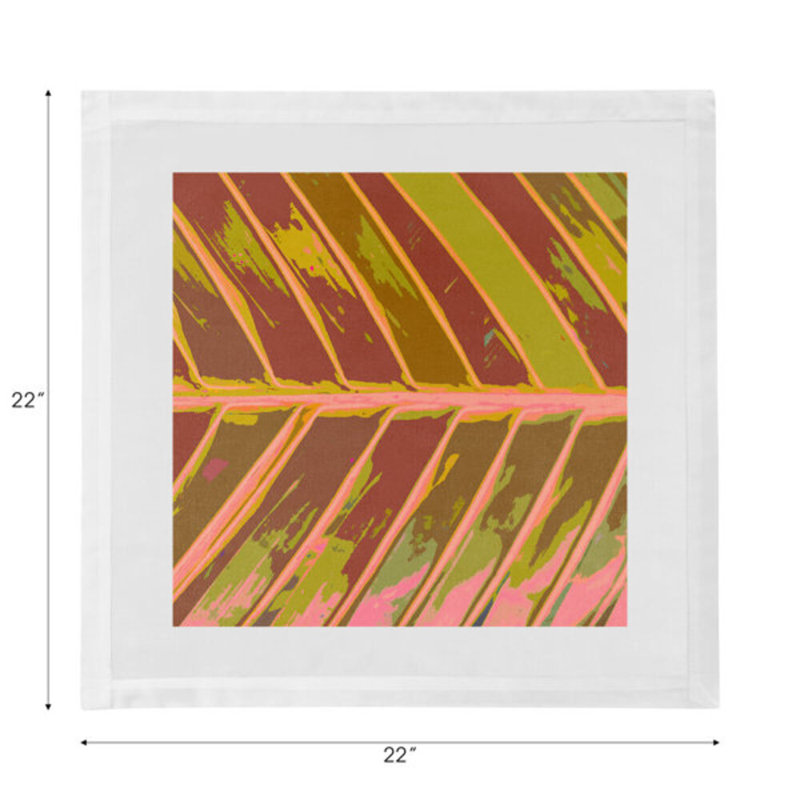 Tropical Leaf Cotton Sateen Dinner Napkins, Crimson