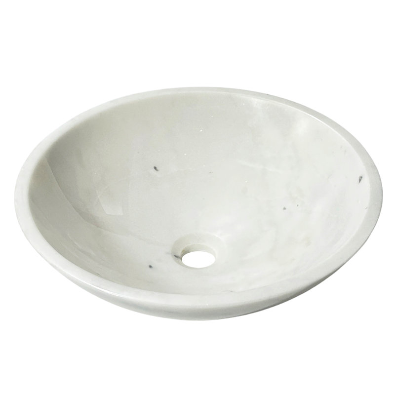 DuDuLin 17" White Stone Round Vessel Sink with Polished Finis