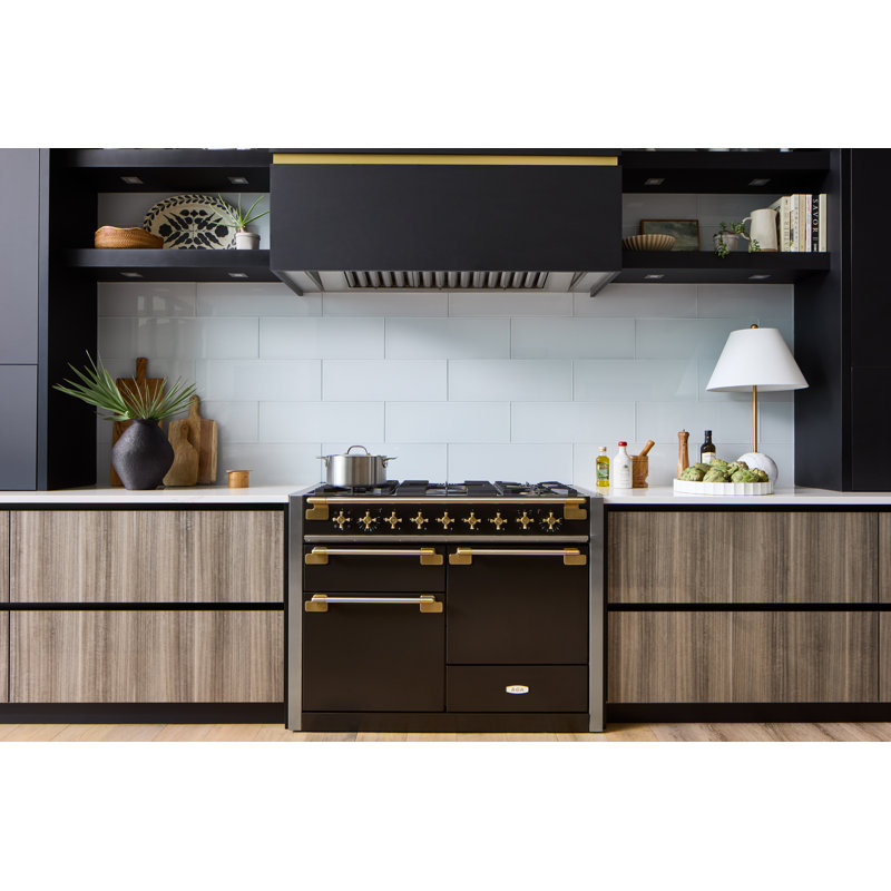 AGA Elise 48"W. 6 Cu.Ft. Freestanding Induction Convection Range with Antique Brass Trim, Dual Fuel