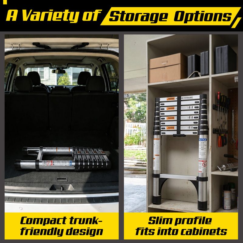 Échelle télescopique en aluminium 8,5 pi / 2,6 m, échelle extensible et polyvalente légère, capacité maximale de 330 lb