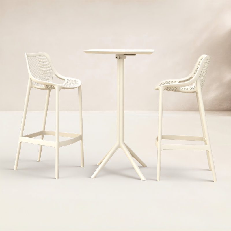 Asherton 23.6" W 2-Person Square Bar Height Dining Set with Foldable Table, White