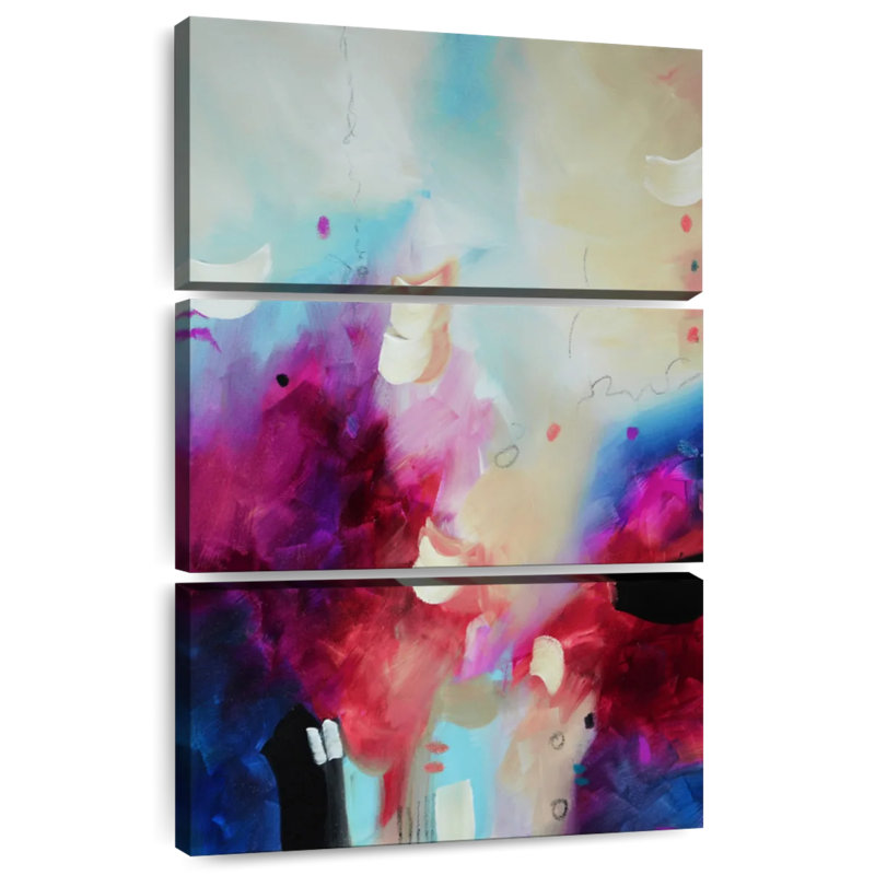 Avery fuchsia et bleu I, H 38 po x l 24 po