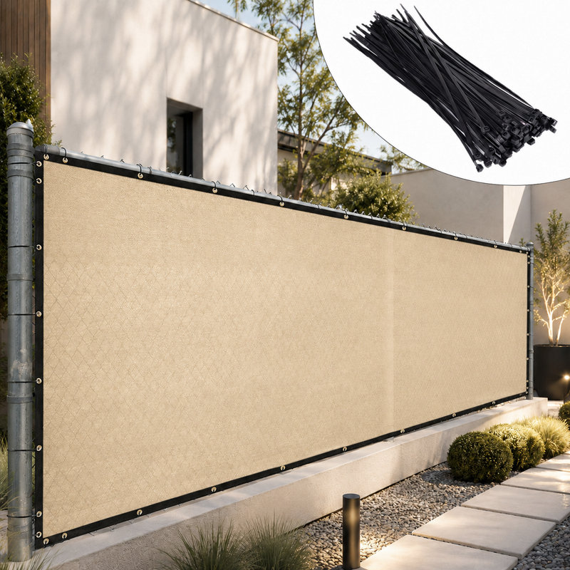 Pare-brise robuste avec fixations et œillets Amgo Fence 3'H Fence, H 36 po x l 84 po x P 1 po, Beige