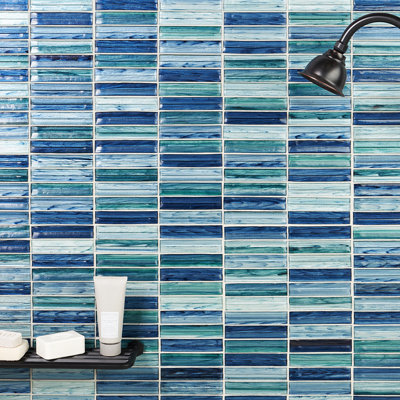 Carreau de mosaïque murale en verre empilé 11,61 po x 11,73 po Tara (0,95 pieds carrés / feuille)