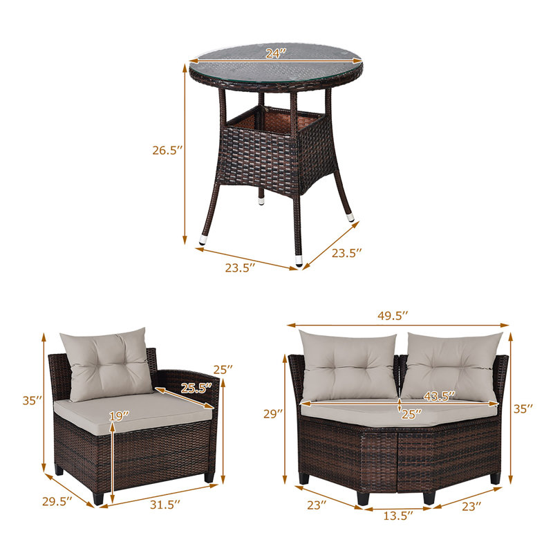 Slaveyka 4 - Person Patio Conversation Sets with Cushions