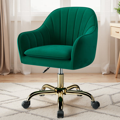 Modern Velvet Vanity Task Chair with Wheels