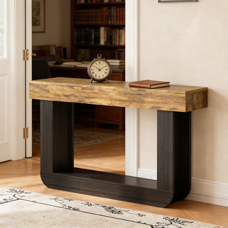 Console étroite pour canapé derrière, table de ferme avec tablette de rangement, table d'appoint mince pour le salon, le vestibule et l'entrée
