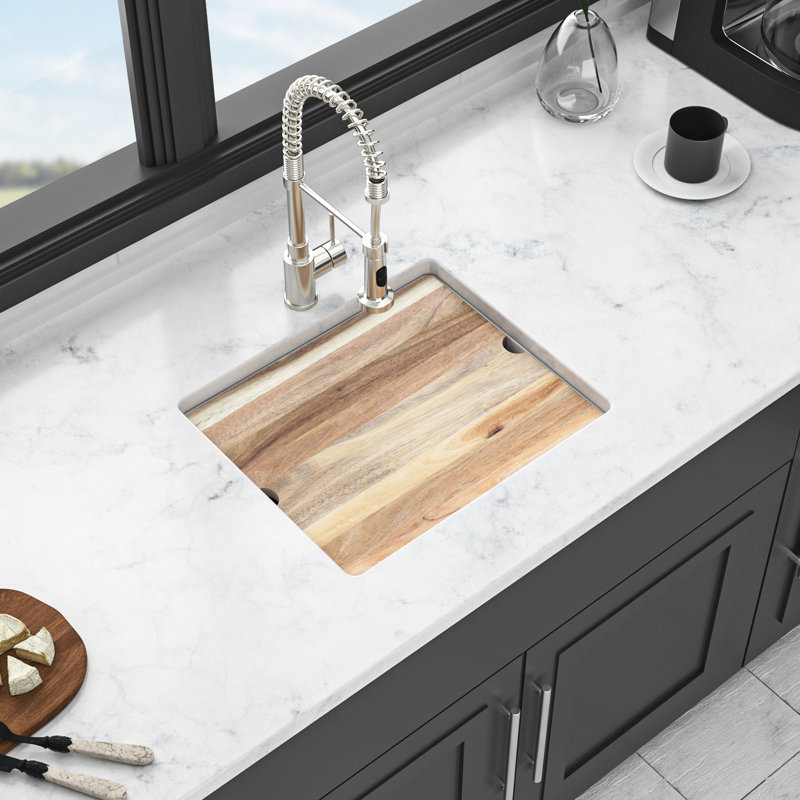 Évier de cuisine blanc en granite de quartz blanc de 21 po x 18 po pour cuisine, style encastré, lisse et sans saleté, utilisation avec support, crépines, grille, guide d'installation pour évier de cuisine, haut