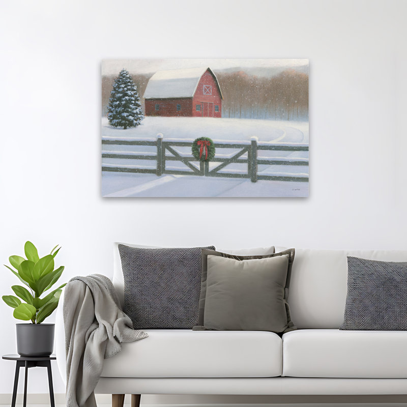 Architecture et granges, art de Noël VI, H 32 po x l 48 po