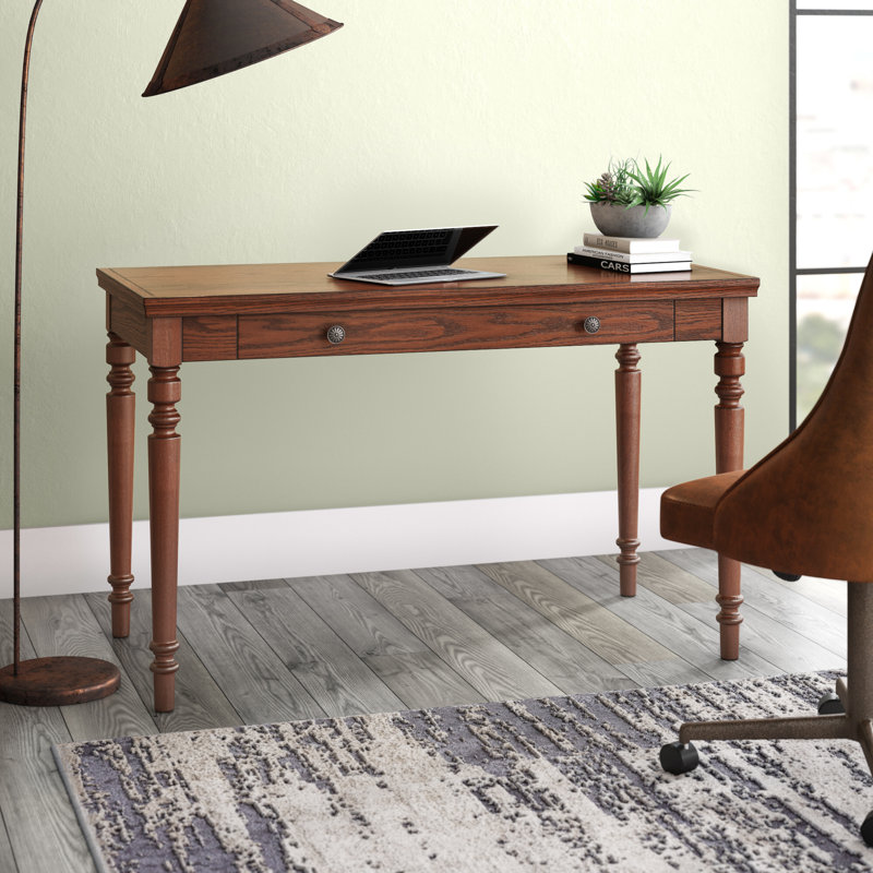 Farmhouse Solid + Manufactured Wood Laptop Desk, Mission Oak