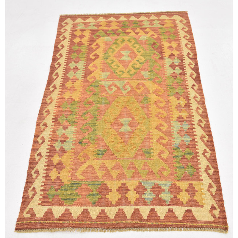 Tapis noué la one-of-kind à la main-nouvelle ère rouille rouge 2 pi 10 po x 4 pi aire de laine 10 po Elland