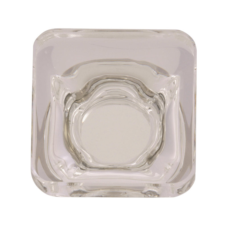 Poignée carrée 1 3/8 po Glacio, Cristal transparent / nickel brillant