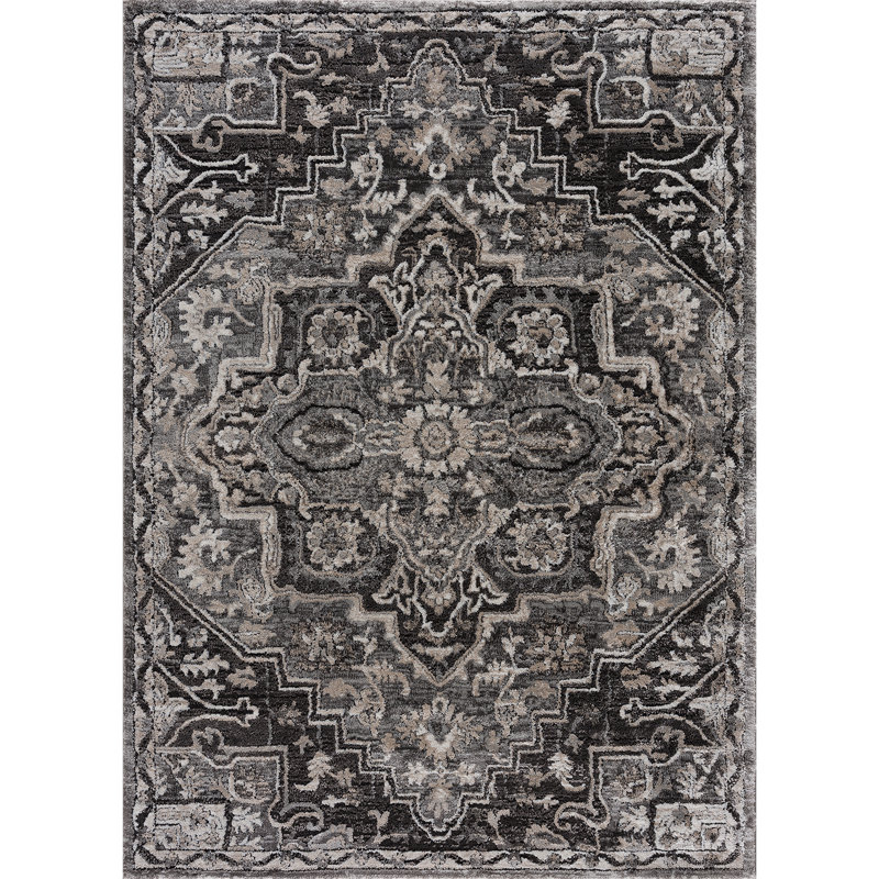 Tapis gris tissé à la machine, Rectangle 2 pi 7 po x 4 pi 2 po