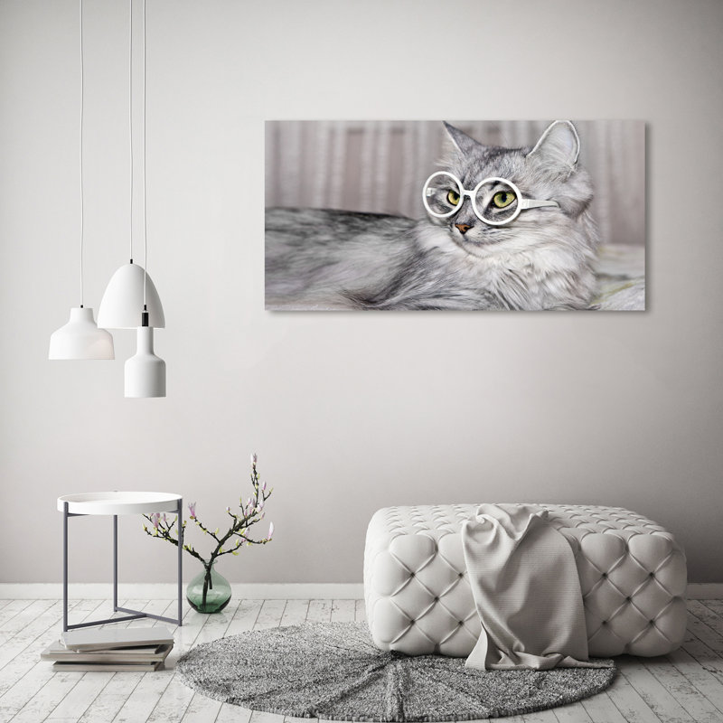 Cat With Glasses - Wrapped Canvas Print