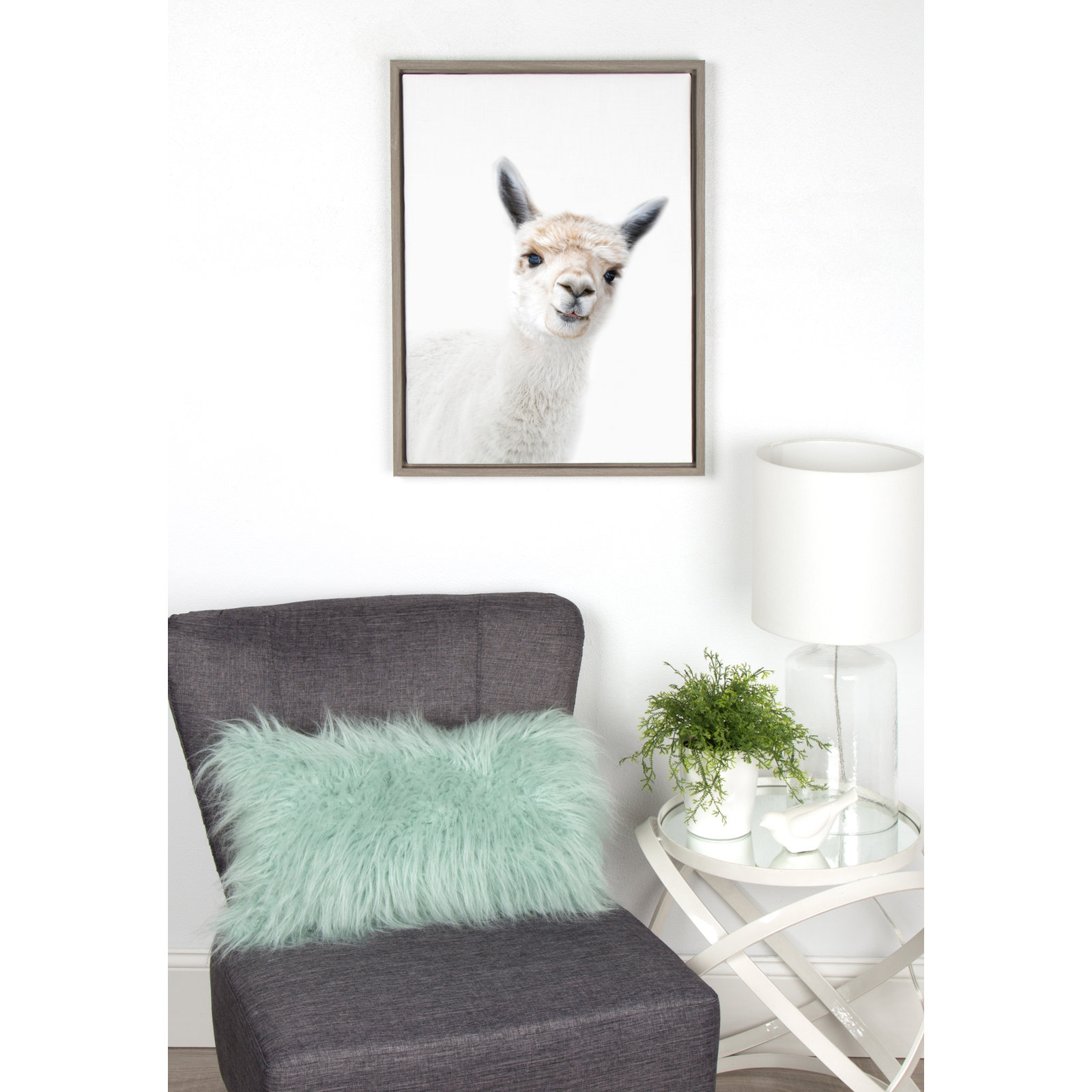 Studio Alpaca Print by Amy Peterson, Gray Framed
